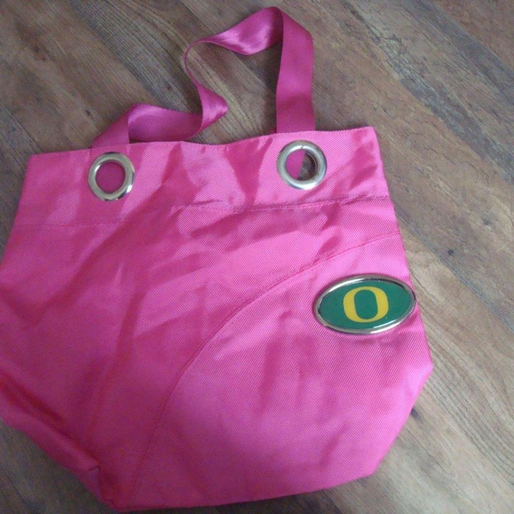 OREGON DUCKS PINK 13X16 BAG PURSE VINTAGE ZIPPER L4